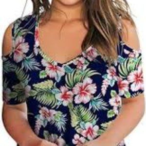 SLIMMING GIRL Women Loose Cold Shoulder Blouse New